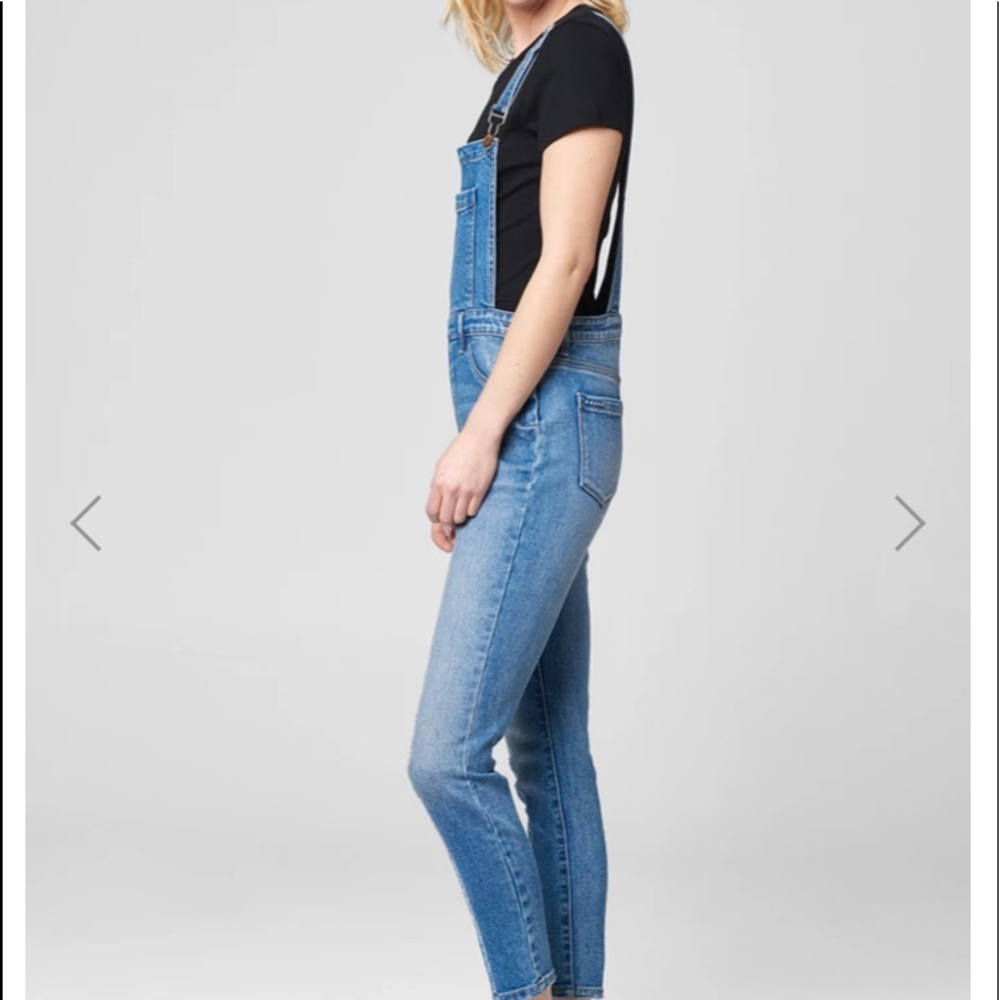 BLANK NYC Size 28 Denim Overalls 2% stretch MidBlue Brass Slide Fitting $229 NEW - Picture 7 of 12